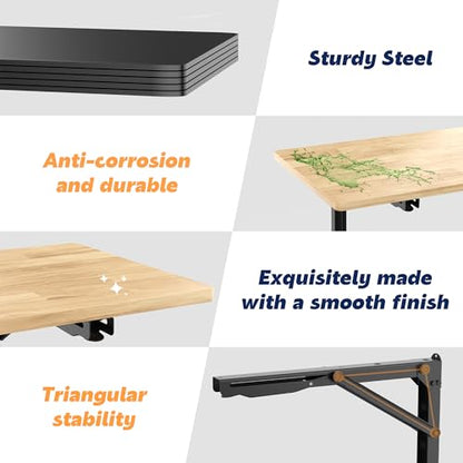 Wall Mounted Folding Workbench, Heavy Duty Foldable Work Table, Collapsible Desk for Workshop, Garage, Office, Home, Holds Up to 550 lb, 47.2" - size: 47.24"X22.83"