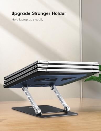 Aoviho Adjustable Laptop Stand for Desk,Portable Laptop Stand Holder and Riser,Foldable Aluminum Notebook Computer Stands for MacBook Air Pro HP Lenovo Dell Samsung, 10-15.6 inch (Navy-Silver-Black) - color: Navy-Silver-Black