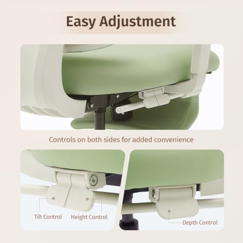 WELAX Ergonomic Office Chair with Lumbar Support, High Back Home Desk Chair with 3D Headrest & 4D Armrests, S3 Pro Ergonomic Mesh Office Chair with Footrest, Gaming & Executive Computer Chairs, Green - color: Cloud Green, size: With 16.5'' Footrest