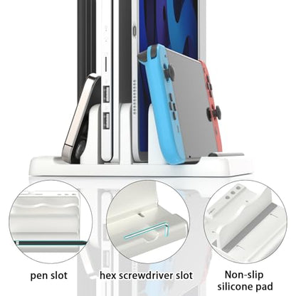 Vertical Laptop Stand, Adjustable 4 in 1 ABS Plastic Laptop - color: White