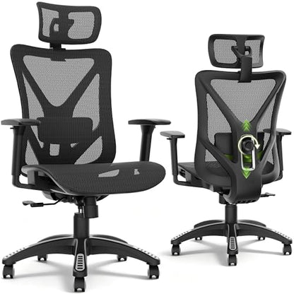 ELABEST Mesh Office Chair,Ergonomic Computer Desk Chair,Sturdy Task Chair- Adjustable Lumbar Support & Armrests,Tilt Function,Comfort Wide Seat,Swivel Home Office Chair (Onyx) - color: Onyx