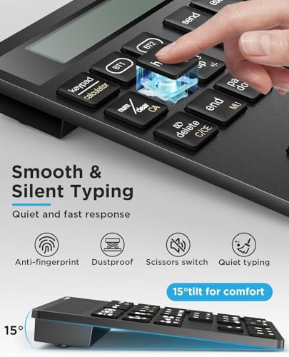JOYEKY Wireless Number Pad Bluetooth Numeric Keypad for Laptop | Number Pad for Laptop,USB-C Rechargeable,34-Keys Bluetooth Numeric Keypad - size: L329
