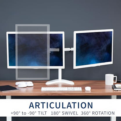 VIVO Dual LED LCD Monitor Free-Standing Desk Stand - color: White, size: 13" - 32" screens