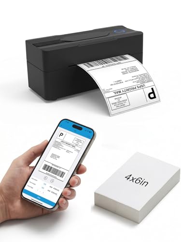 Forc Bluetooth Thermal Shipping Label Printer, 4x6, Black | Wireless, Compatible with Android, iPhone, Windows & Mac, For Small Business, Works with Amazon, Etsy, USPS - color: Black