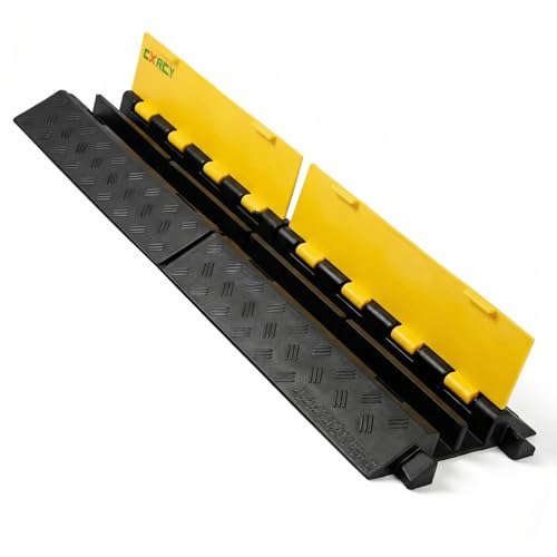 CXRCY Rubber Ramp Cable Protector Ramps Wire Hose Protective 2 Channel Traffic Rubber Plastic Cord Cover Speed Bump for Asphalt Concrete Gravel Driveway Outdoor, 1 Pack - size: 1 Pack 2 Channel