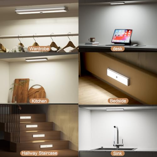 Under Cabinet Lighting Wireless,58 LED Motion Sensor Light Indoor Night Lights with Remote,Rechargeable RGB Under Cabinet Lights Bar,Dimmable Under Counter Lighting for Kitchen,Shelf(3Pack) - size: 3 Pack