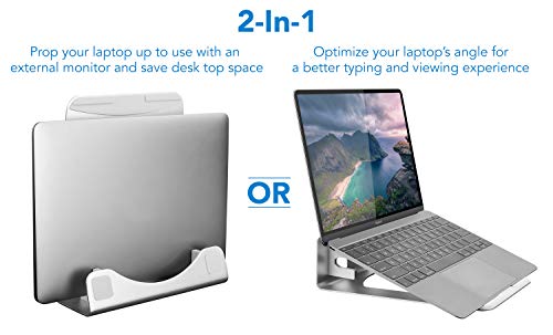 Mount-It! Vertical Laptop Holder for Desk, 2-in-1 Aluminum Laptop Stand