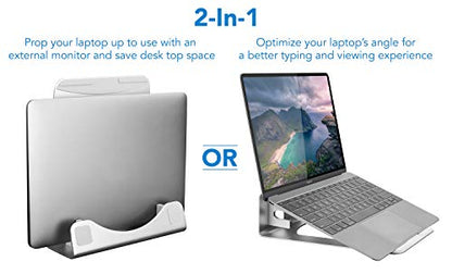 Mount-It! Vertical Laptop Holder for Desk, 2-in-1 Aluminum Laptop Stand