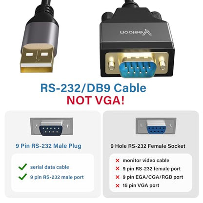 USB 2.0 to Serial Adapter (FTDI Chipset), 4 FT USB A to RS232 Male DB9 Pin Converter Serial Cable with Cable Ties for Windows 11, 10, 8.1, 8, 7, Vista, XP, 2000, Linux and Mac OS X, macOS - size: 4FT, style: USB A to DB9Pin Male