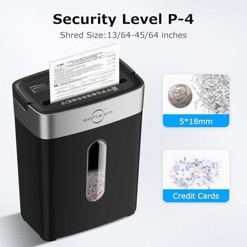 Bonsen 10-Sheet Cross Cut Paper Shredder for Home Office Heavy Duty - color: Black, size: 10-Sheet Cross Cut