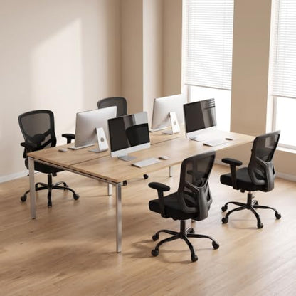 YFO Ergonomic Office Chair, Mesh Computer Desk Chair | Adjustable Back Lumbar Support and Armrests, Comfy Executive Rolling Swivel Task Chair for Home Office, Black - color: Black