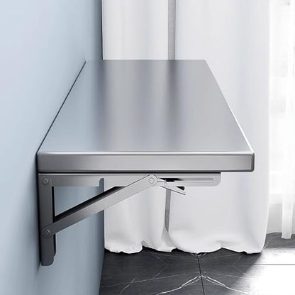 304 Stainless Steel Wall-Mounted Folding Table, Laundry Fold Down Table, Folding Wall Desk for Office Kitchen, Save Space for Room, Storage W 15.7"-47.2", H11.8/15.7"(90x30cm/35.4x11.8in) - size: 90x30cm/35.4x11.8in