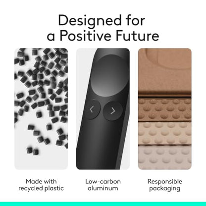 Logitech Spotlight 2 Presentation Remote Wireless Clicker Haptics - Black | Digital Highlighting, Customizable Actions, Laser Pointer, Quick Charge, Bluetooth, USB-C - color: Black
