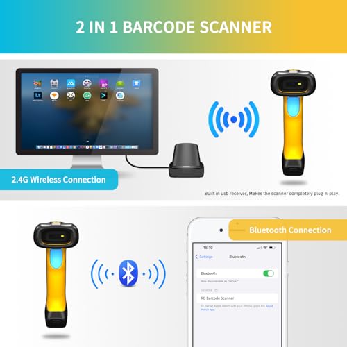 NETUM Upgraded QR Industrial Bluetooth Barcode Scanner with Charging Dock