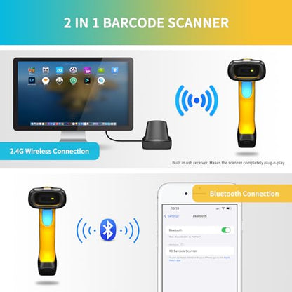 NETUM Upgraded QR Industrial Bluetooth Barcode Scanner with Charging Dock