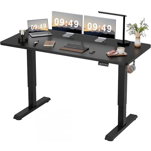 Furmax 63 Inches Electric Height Adjustable Standing Desk Home Office Desk - color: Black, size: 63 Inch