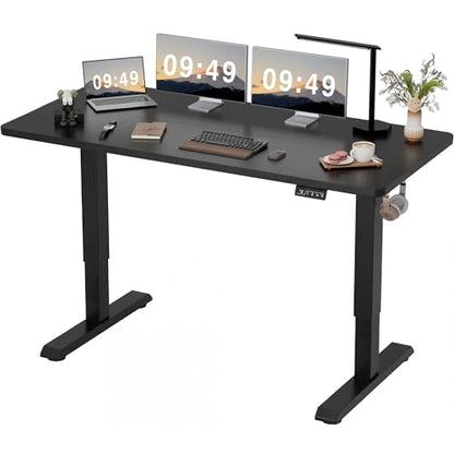 Furmax 63 Inches Electric Height Adjustable Standing Desk Home Office Desk - color: Black, size: 63 Inch