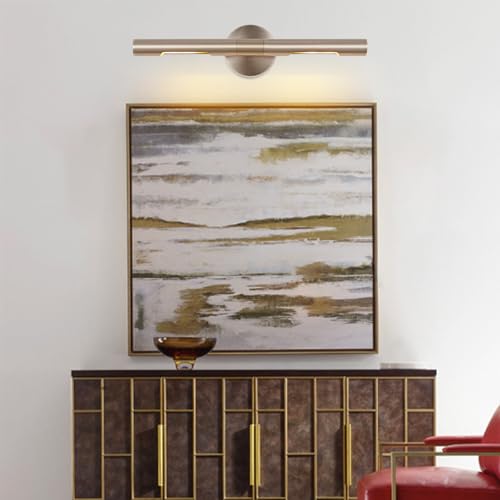 Brushed Nickel Picture Light 19 inches Modern Wall Sconce with Cylinder Metal Shades Rotatable 360°Indoor Wall Lighting Fixture Bathroom Vanity Light Bedroom Living Room - color: 19 inches Brushed Nickel-Metal Shades