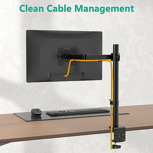 WALI Single Monitor Mount, Single Monitor Arm Desk Mount, Up to 32 inch Ultrawide, Regular Screens up to 27 inches, 22lbs, Adjustable Mount with C-CLAMP for Home Office Application(M001), Black - size: 13"-27", style: Single