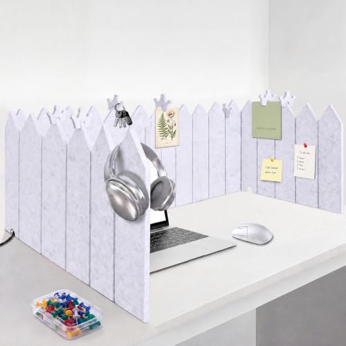 86.5 x 16'' Foldable Felt Desk Divider with 25 Thumbtacks & 8 Clips, Acoustic Desk Partition Privacy Panel, Versatile Cubicle Shield Hanging Note Item, for Office Home (Triangular) - style: Triangular