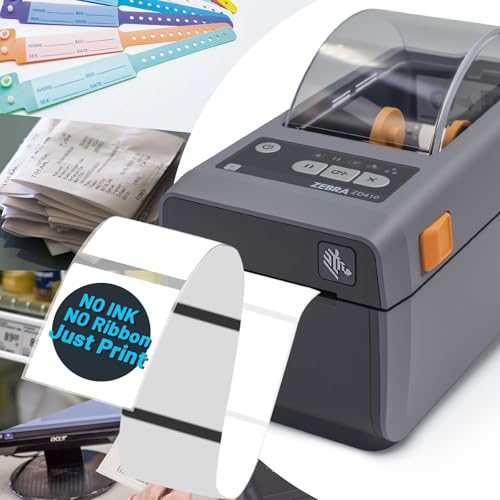 Zebra ZD410 203dpi Direct Thermal Desktop Monochrome Printer Print Width of 2 in Ethernet USB Connectivity, USB Host - ZD41022-D01000EZ