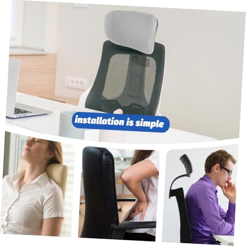 Durable Office Chair Headrest Attachment,Lift Adjustable Angle Desk Chair Head Support Cushion for Chair Back Thickness Within 2cm (Grey-Black Frame) - color: Grey-black Frame