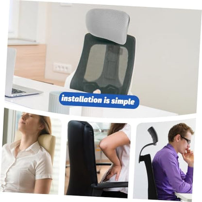 Durable Office Chair Headrest Attachment,Lift Adjustable Angle Desk Chair Head Support Cushion for Chair Back Thickness Within 2cm (Grey-Black Frame) - color: Grey-black Frame