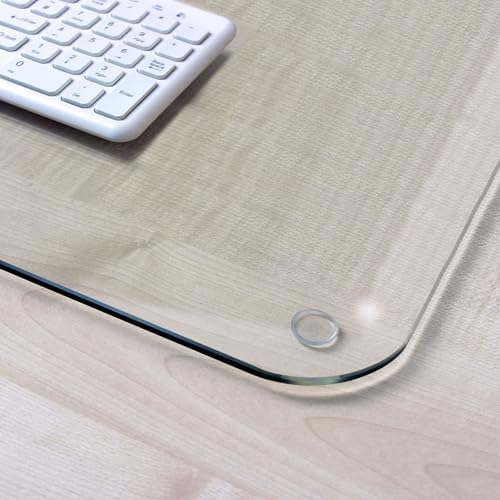 Marvelux Tempered Glass Desk Pad, Clear Surface Protector, Multi-Purpose Durable Computer Desk Mat, Mousepad, Crafting Surface Protector, Beauty Mat, Kitchen Worktop Saver with Anti-Slip Pads 19"x24" - size: 24" x 19"