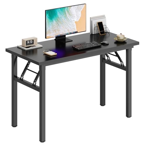 DlandHome 39.4 Inch Small Folding Computer Desk for Home Office, Black - color: Black + Black, size: 39 Inches