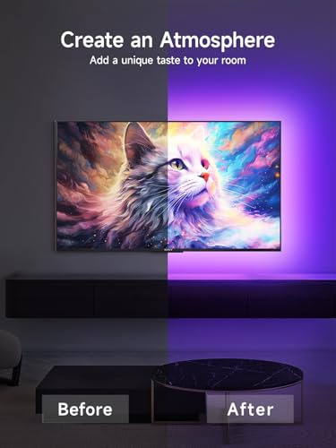 KANTUTOE TV LED Lights, 13.1ft LED Lights for 43-65in TVs, RGB TV Backlight Behind with Music Sync Bluetooth APP and Remote Control Strip Light USB Powered for Bedroom Gaming Room Decor - size: 13.1ft for 43"-65" TV