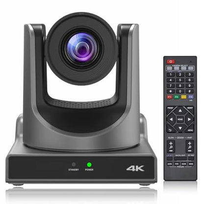 4K PTZ Camera,20X Optics Zoom,4KP60 UHD Live Streaming PTZ Camera,SDI/HDMI/USB/IP Outputs for Church/Events Services (Gray No NDI) - style: 4K PTZ Camera