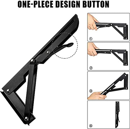 Folding Shelf Brackets - 8 inch 2 Pcs Heavy Duty Metal Collapsible Shelf Bracket, DIY Wall Mounted Foldable Shelf Bracket, Space Saving for Bench Table - size: 8 Inch- 2 Packs