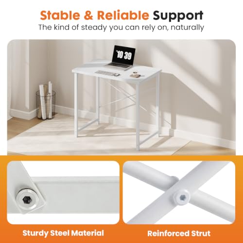 Sweetcrispy 32-Inch Small Computer Desk for Bedroom, White - color: White, size: 32-Inch