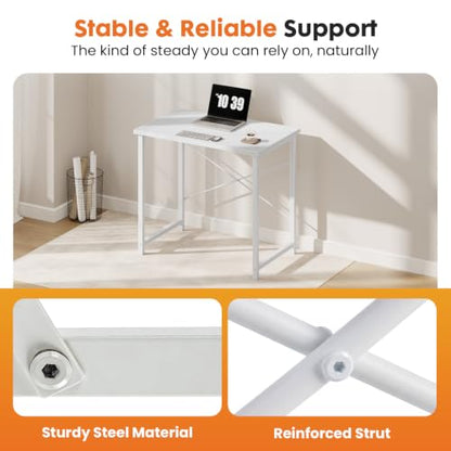 Sweetcrispy 32-Inch Small Computer Desk for Bedroom, White - color: White, size: 32-Inch
