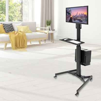 Mount-It! Computer Cart Mobile Desk Workstation with Monitor Mount for Screen up to 32", Rolling Computer Desk PC Cart, Keyboard & Mouse Tray, Rolling Stand with Adjustable CPU Holder, 63.5" Tall - style: 1 Monitor