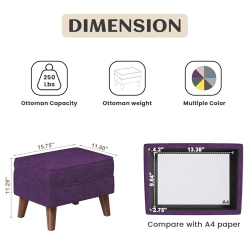 FAGAGA Storage Ottoman, Small Foot Stool Ottoman with Adjustable Lid - color: Purple, size: 11.8"D x 15.8"W x 11.3"H