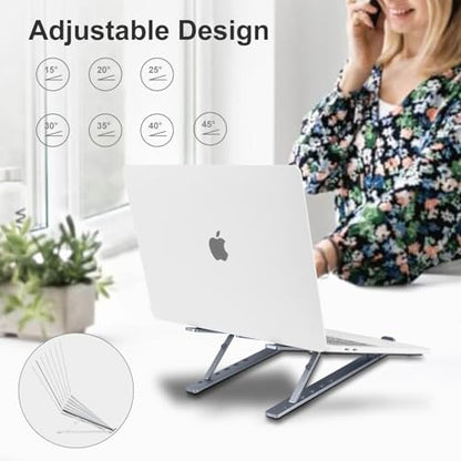 Ergonomic and Foldable Laptop Stand for Desk, Adjustable Riser, Fits All Laptops and Notebooks up to 17,Ultra-Thin,Ventilated Cooling,ABS+Silicone,Midnight. - color: Midnight