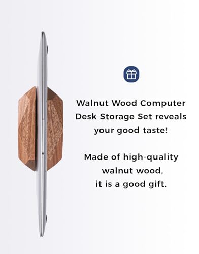 Adjustable Vertical Laptop Stand, MacBook Holder with Wood, Wooden Laptop Stand, Vertical Laptop Holder for Desk, Width Adjustable Dock Fits All MacBook/Surface Pro - color: 1 slot walnut