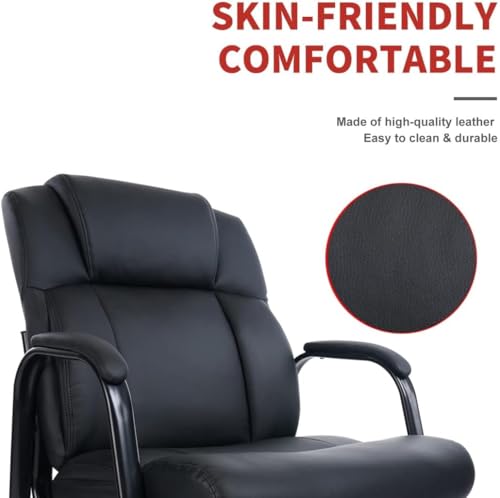 CLATINA Big Tall 500 LBS Wide Guest Chair Heavy Duty, Leather Side Reception Chairs with Padded Armrest No Wheels, Executive Office Desk Chair for Meeting Conference Waiting Room Home, Black 6 Pack - color: Black, size: 4 Pack
