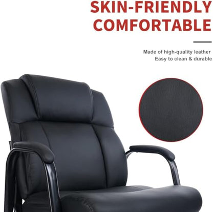 CLATINA Big Tall 500 LBS Wide Guest Chair Heavy Duty, Leather Side Reception Chairs with Padded Armrest No Wheels, Executive Office Desk Chair for Meeting Conference Waiting Room Home, Black 6 Pack - color: Black, size: 4 Pack