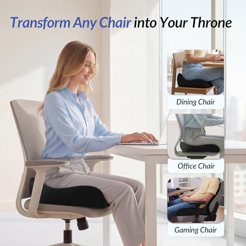 6" Thickened Donut Pillow Seat Cushion, Ergonomic Hemorrhoid Pillow with Widened Cutout for Tailbone,Sciatica Pain Relief & Postpartum, Memory Foam Office Chair Cushion for Long Sitting at Home