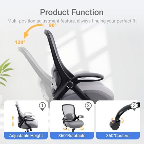 HYLONE Office Chair Big and Tall 400lbs Desk Chair | 5" Thickened Seat, Breathable Mesh Backrest, Ergonomic Lumbar Support, Home and Office - color: Black Frame & Grey