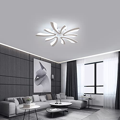 Goeco Modern Ceiling Light, 27.5'' Dimmable LED White Acrylic V-Shaped Flush Mount Ceiling Lights, 3000K/4000K/6500K with Remote Control Ceiling Light Fixture for Living Room, Dining Room, Bedroom - color: White V Shaped