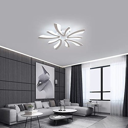 Goeco Modern Ceiling Light, 27.5'' Dimmable LED White Acrylic V-Shaped Flush Mount Ceiling Lights, 3000K/4000K/6500K with Remote Control Ceiling Light Fixture for Living Room, Dining Room, Bedroom - color: White V Shaped