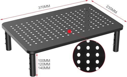 suptek Monitor Stand Riser for Computer,Laptop,Printer, Notebook and All Flat Screen Display with Vented Metal Platform,3 Height Adjustable Laptop Riser,2 Pack,Black(MST003-2) - color: Glossy Black, size: 14.6"L * 9.3"W,2-PACK
