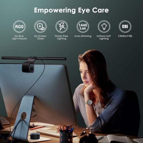 Quntis Monitor Light Bar with Remote Control, Fit for Curved/Flat Monitor, Eye-Care USB Computer Lamp Dimmable Screen Light Bar with Auto-Dimming, No Glare Home Office Gaming Desk Lamp - style: ScreenLinear PRO+