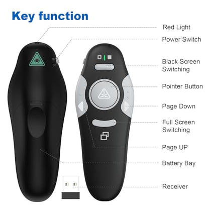 QUI 2 Pack Presentation Clicker Wireless Presenter, Black