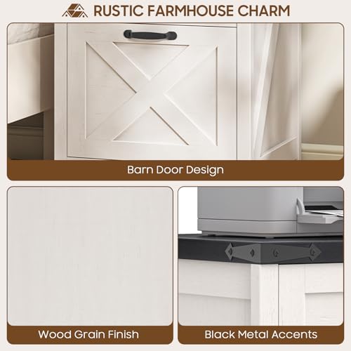 Farmhouse File Cabinet with 3 Drawers for Home Office, White and Black | Halitaa Vertical Filing Cabinet Fits Letter and A4 Size, Farmhouse Printer Stand, Under Desk Wooden File Cabinet - color: White and Black, size: 3 Drawers