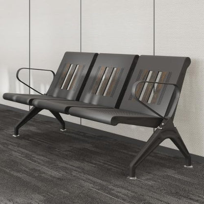wonline 3-Seat Waiting Room Bench with Arms, Heavy Duty Steel Frame Guest Seating, Office Reception Chairs for Lobby Clinic Hospital Airport Bank Salon - size: 3 Seat