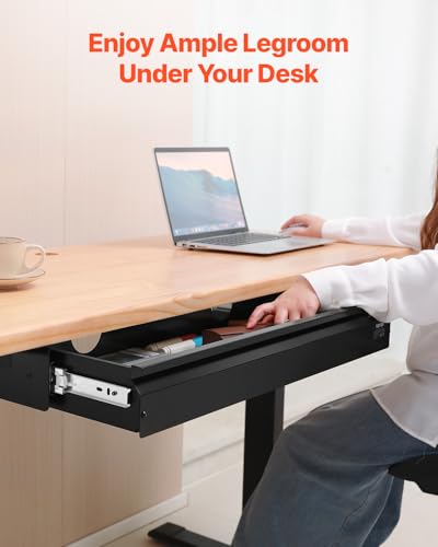 VEVOR Under Desk Drawer Slide Out, 33inch Under Desk Mounted Pull-out Drawer Attachment, Hidden Under Counter Drawers for office Home Sit Stand Workstation, Black - size: 33inch